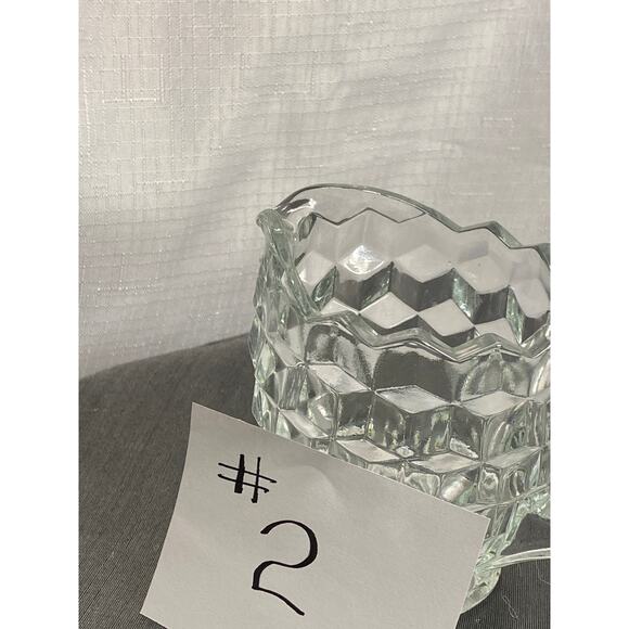 VTG Fostoria American Pressed Clear Glass CREAMER Cubist pattern EUC - Picture 12 of 14